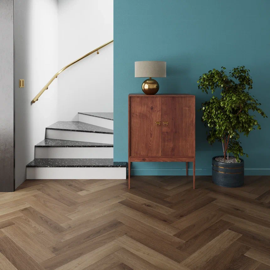 Кварцвинил Invictus Maximus Dryback Parquet Highland Oak - Chocolate