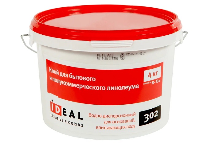 Клей для бытового и полукоммерческого линолеума IDEAL 302 4кг