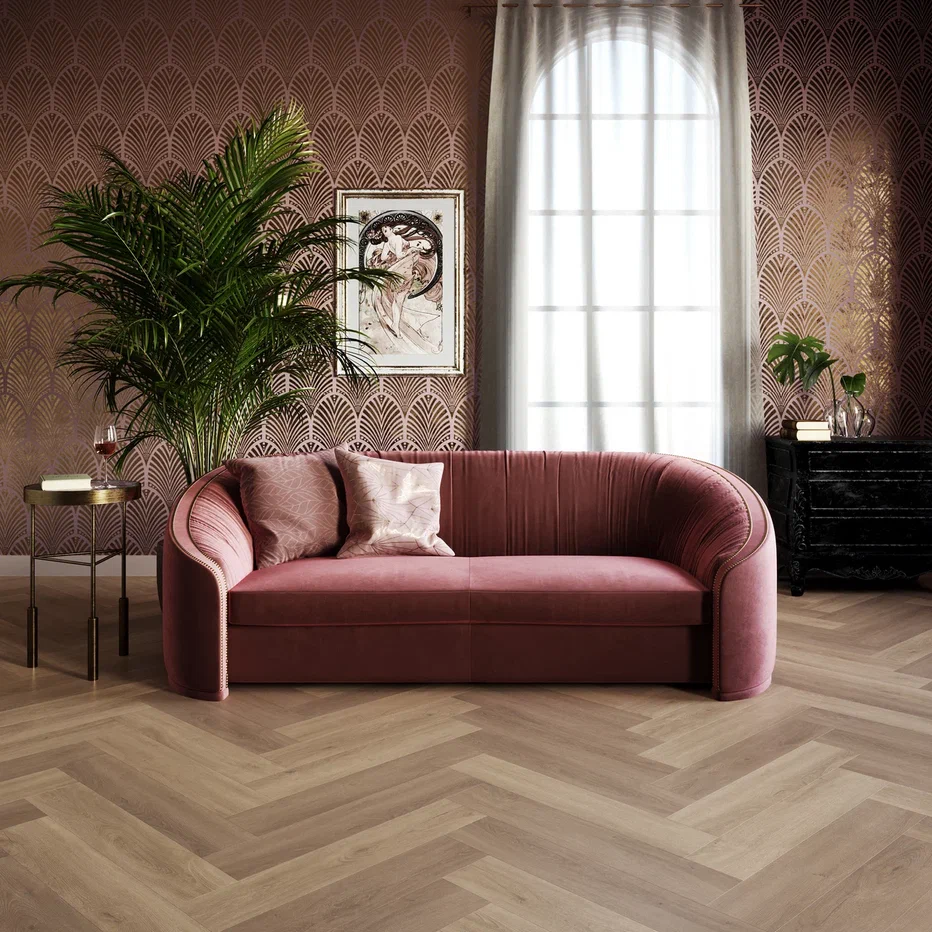 Кварцвинил Invictus Maximus Dryback Herringbone Divine Oak - Champagne