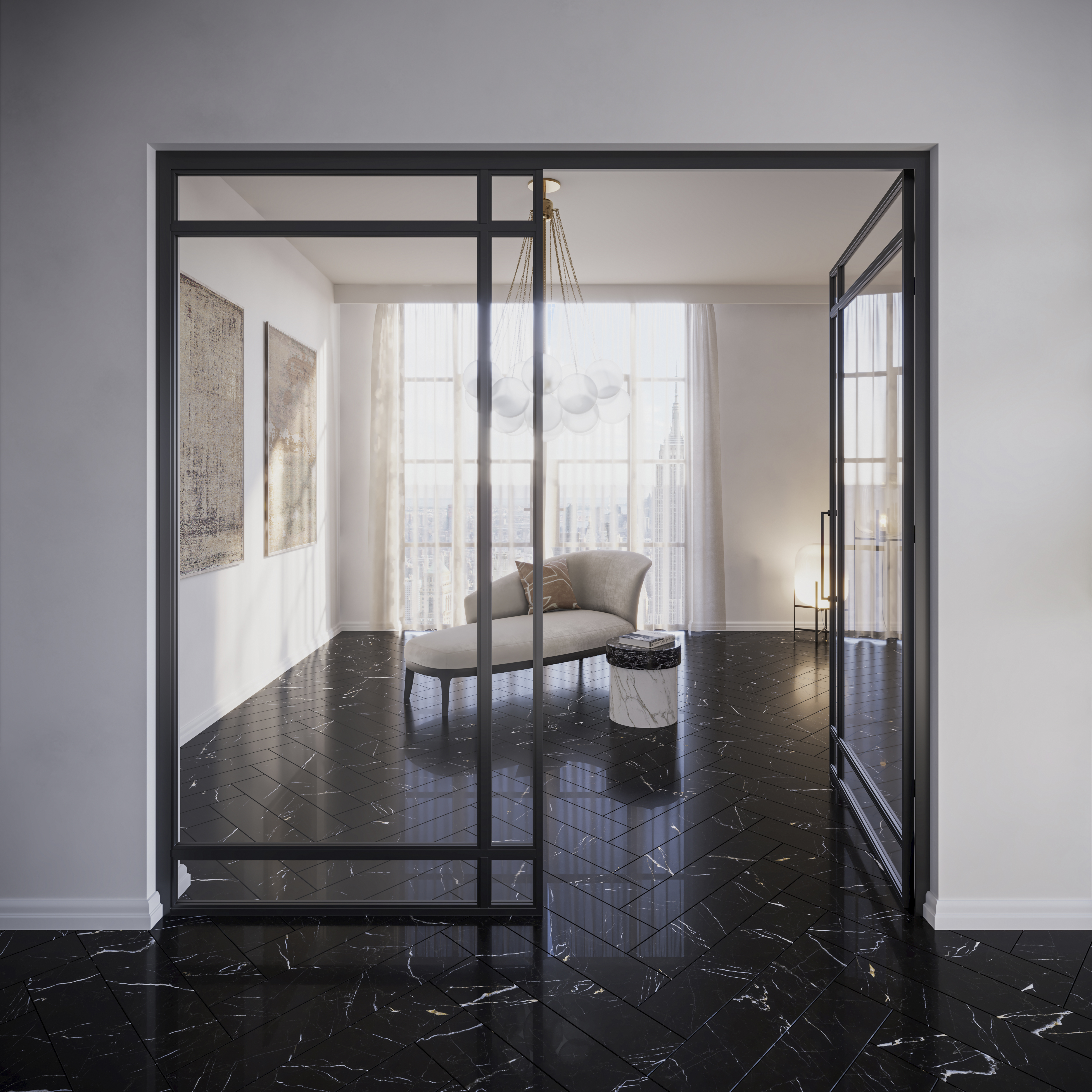 Кварцвинил Invictus Maximus Click Herringbone Black Marble - Noir