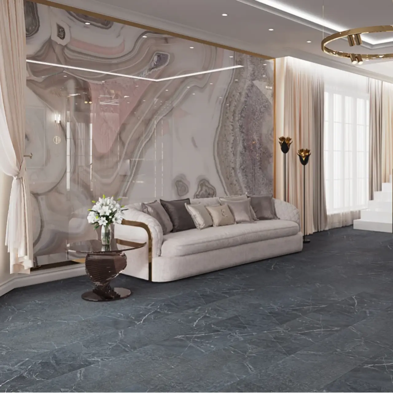 Кварцвинил Vinilam Ceramo Vinilam Stone 91909 Ионический Мрамор