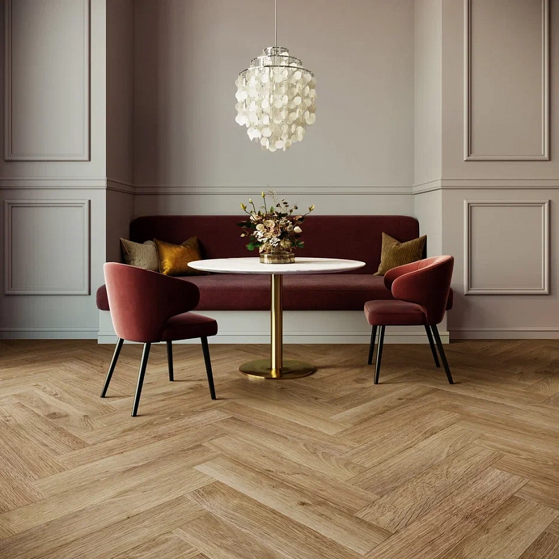 Кварцвинил Invictus Maximus Click Herringbone Highland Oak - Classic